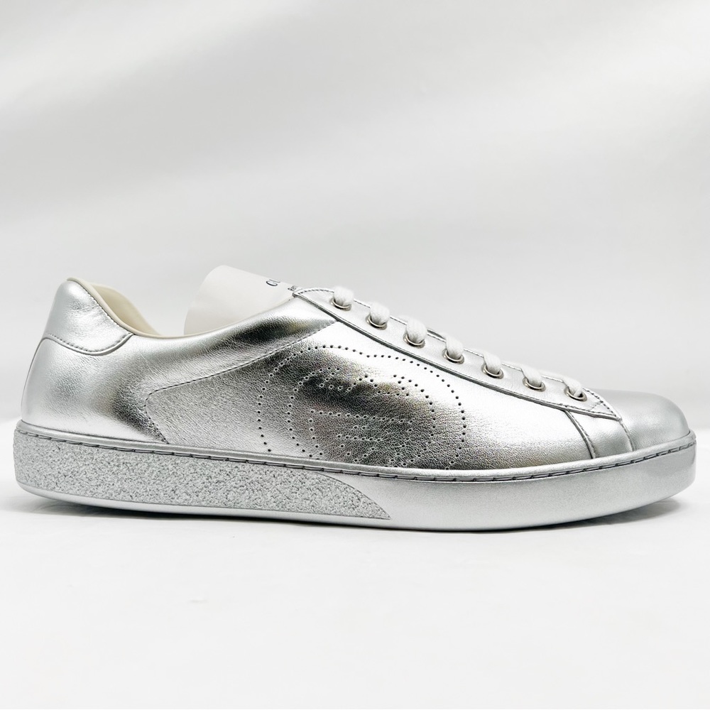 Gucci Ace Metallic Low-top Silver Sneakers 660266 - Picture 7 of 14